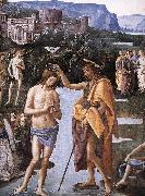 PERUGINO, Pietro Baptism of Christ (detail) a Germany oil painting artist
